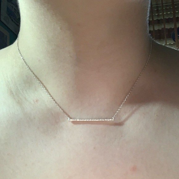 LINE PENDANT WITH CRISTALS THIN CHAIN NECKLACE ⛓️ - Picture 5 of 10